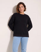 Black $|& Herizon Sophie Cable Knit Pullover - SOF Front