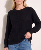 Black $|& Herizon Sophie Cable Knit Pullover - SOF Full Front