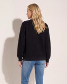 Black $|& Herizon Sophie Cable Knit Pullover - SOF Back