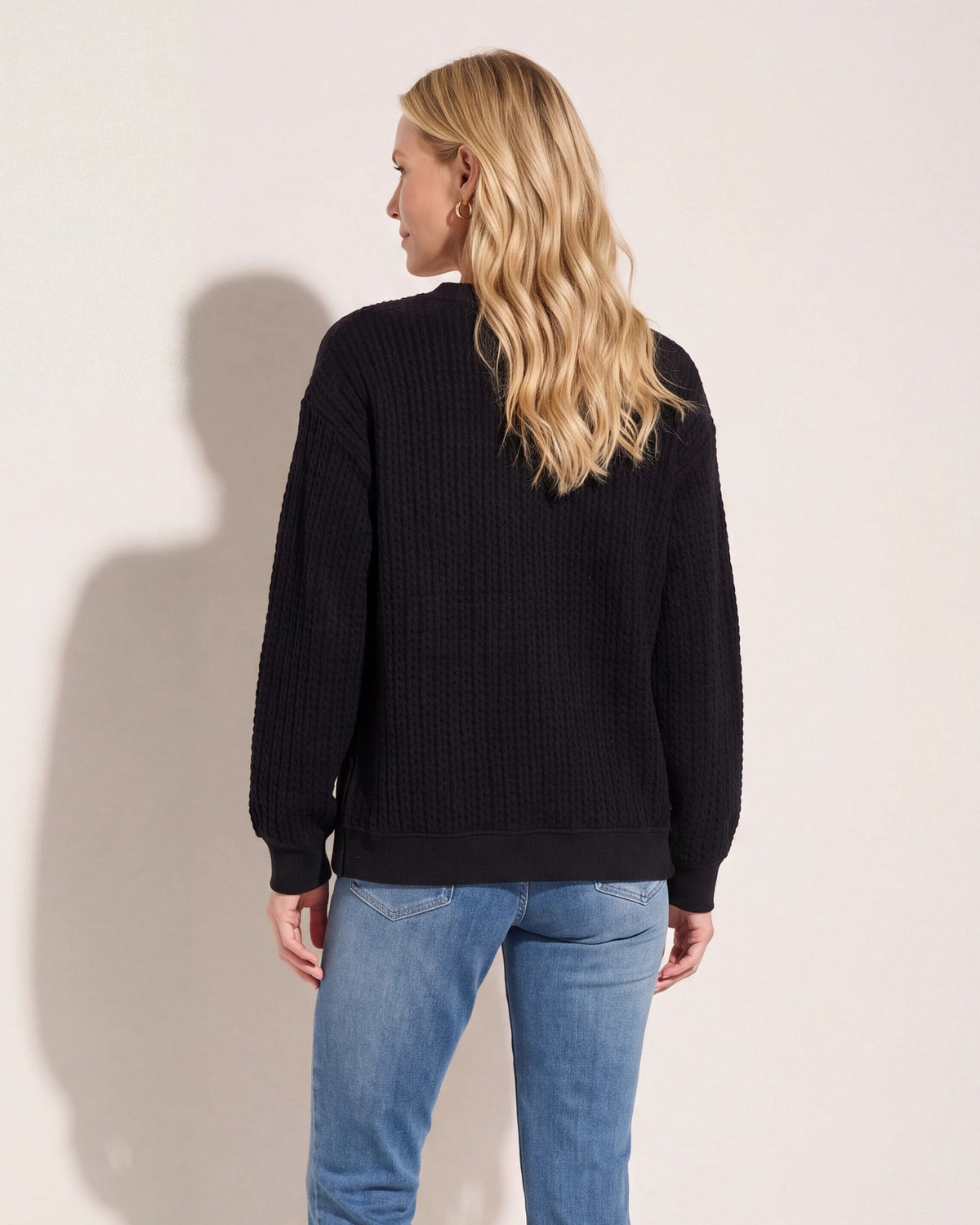 Black $|& Herizon Sophie Cable Knit Pullover - SOF Back