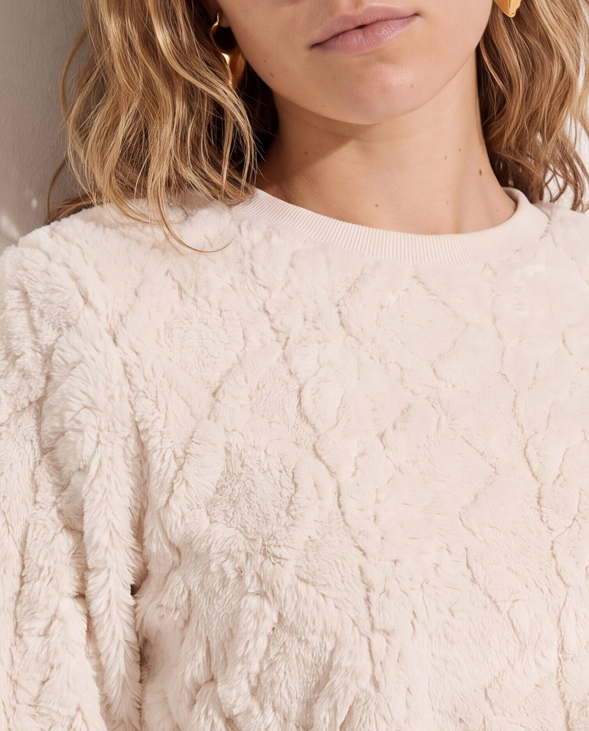 Cream $|& SEAS Selena Pattern Sherpa Pullover - SOF Full Front