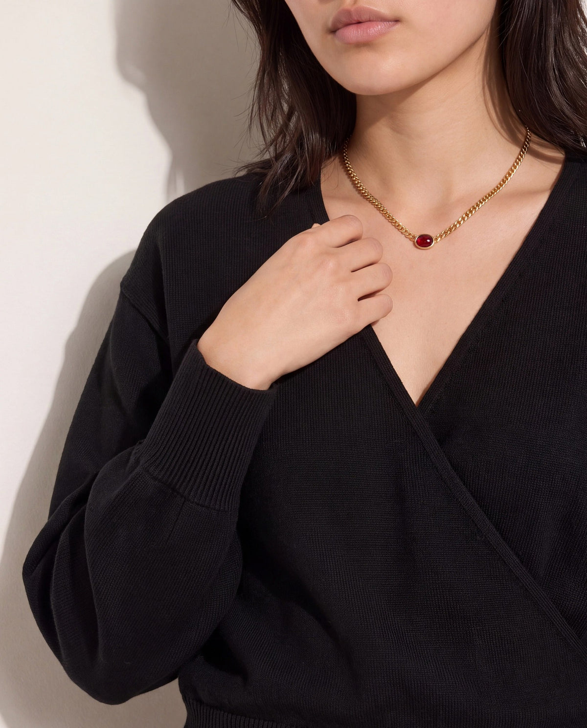 Black $|& SEAS Eloise Wrapped Sweater - SOF Full Front