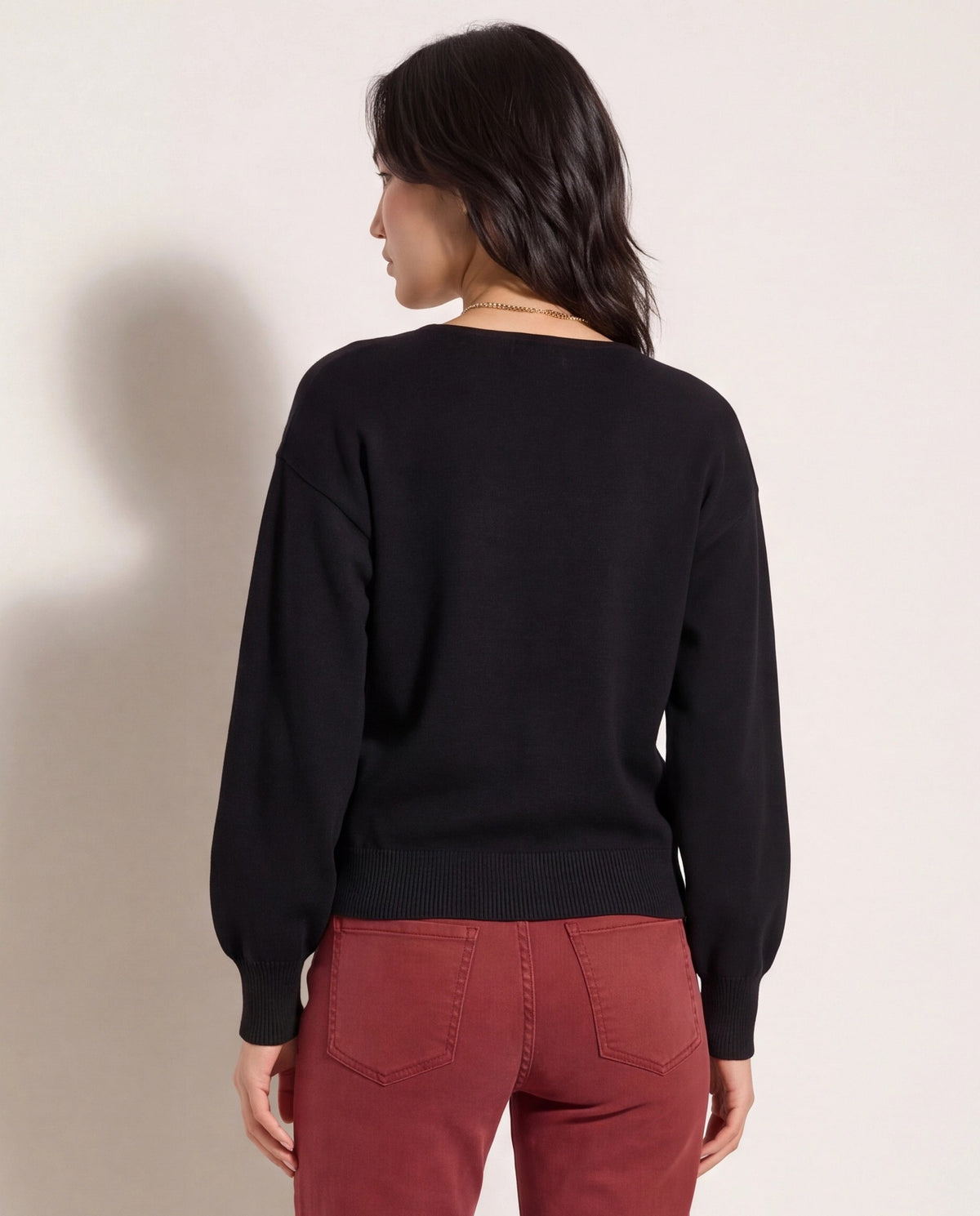 Black $|& SEAS Eloise Wrapped Sweater - SOF Back