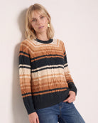 Pine Stripe $|& SEAS Starry Cable Knit Sweater - SOF Full Front