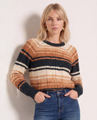 Pine Stripe $|& SEAS Starry Cable Knit Sweater - SOF Front