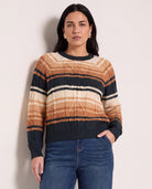 Pine Stripe $|& SEAS Starry Cable Knit Sweater - SOF Full Front