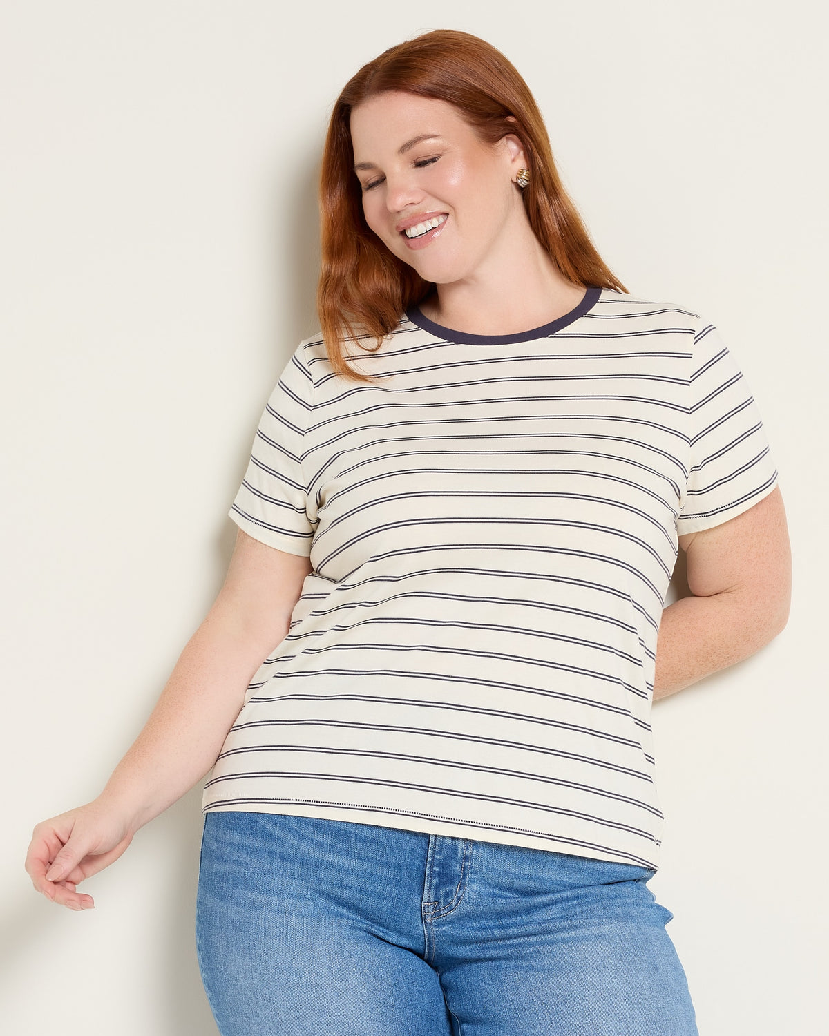 Jean Blue Stripe $|& Thread & Supply Asher Tee - SOF Front