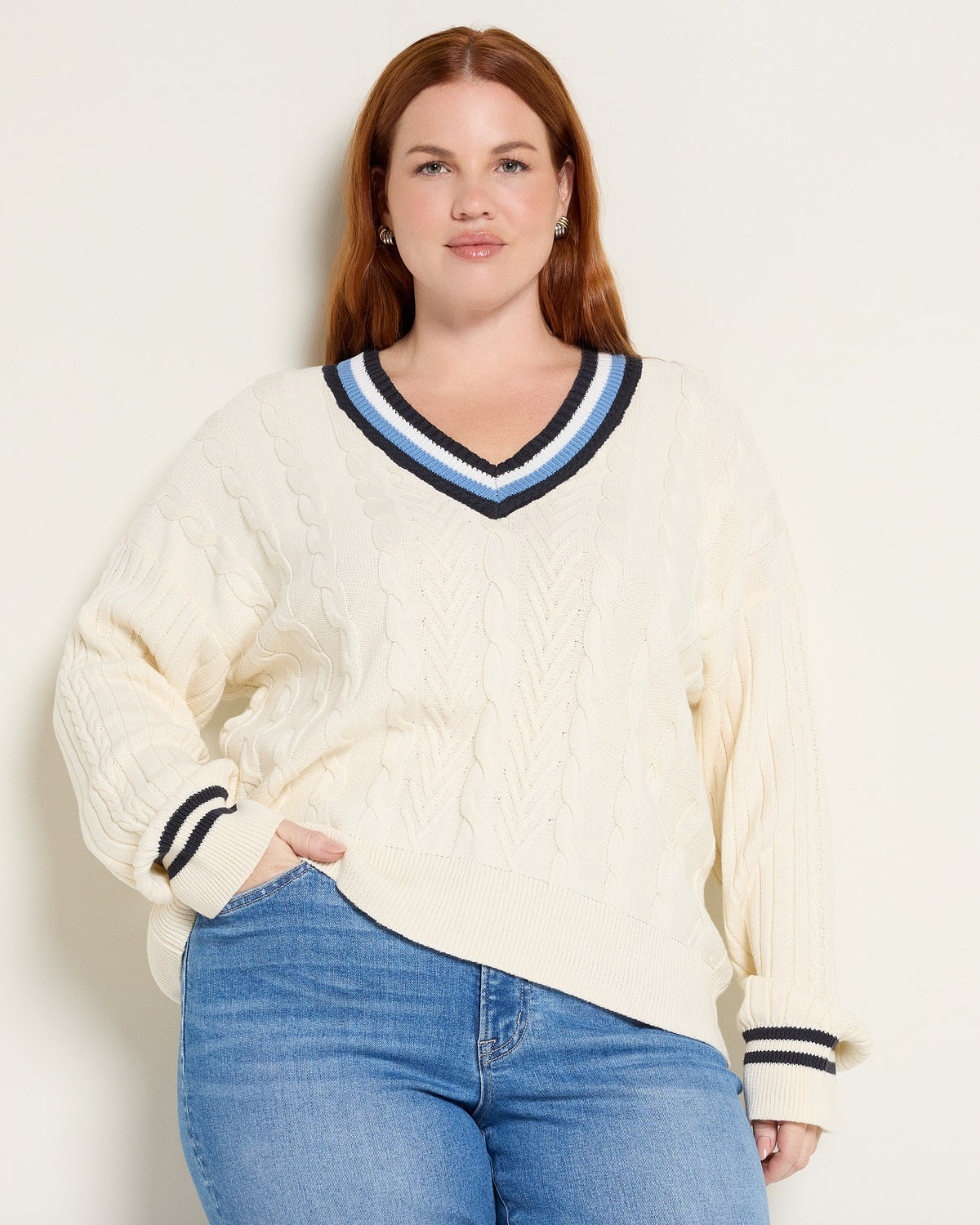 Ivory Multi $|& Thread & Supply Carlee Sweater - SOF Front