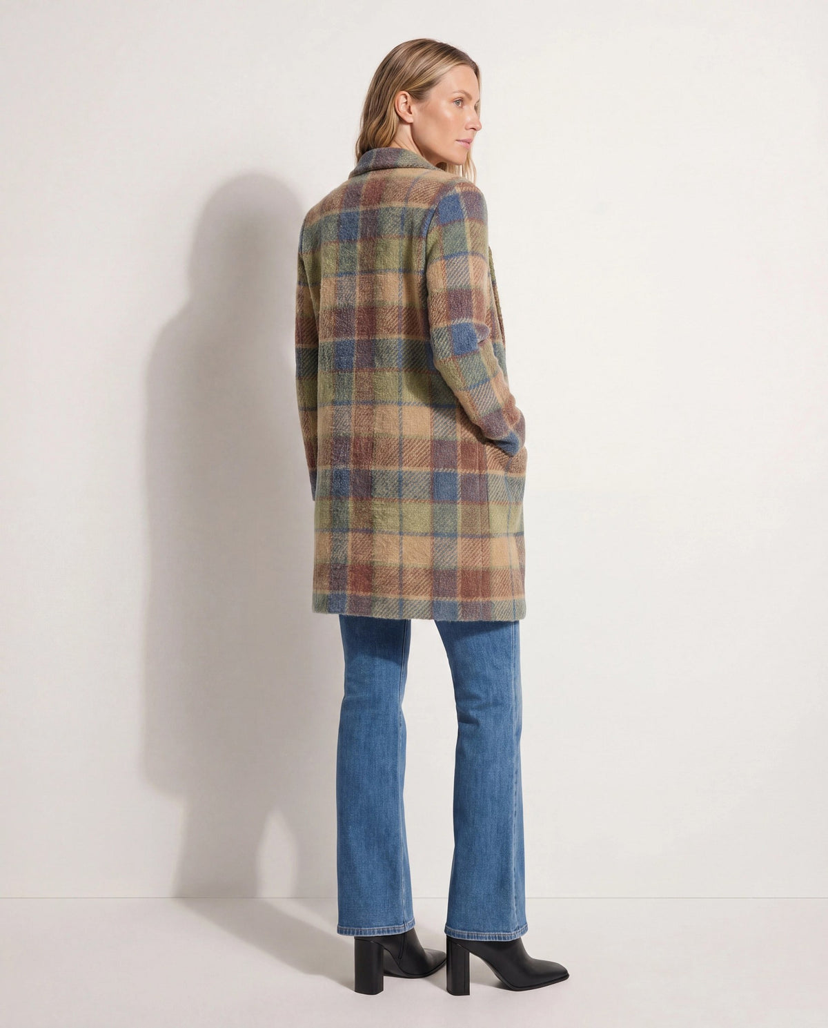 Wet Sand Plaid $|& SEAS Unity Coatigan - SOF Detail