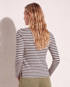 Cream Black $|& SEAS Frances Striped Long Sleeve Top - SOF Back