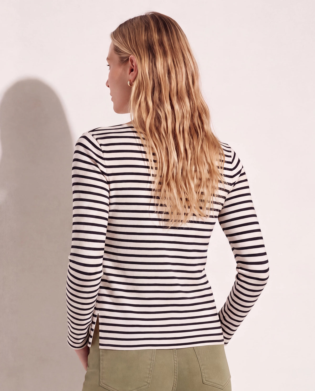 Cream Black $|& SEAS Frances Striped Long Sleeve Top - SOF Back