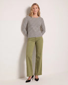 Cream Black $|& SEAS Frances Striped Long Sleeve Top - VOF Front