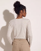 Cream Taupe $|& SEAS Frances Striped Long Sleeve Top - SOF Back