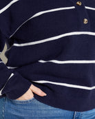 Navy White Stripe $|& Thread & Supply Brianna Pullover - SOF Full Front