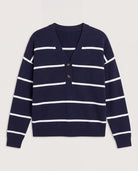 Navy White Stripe $|& Thread & Supply Brianna Pullover - Hanger Detail