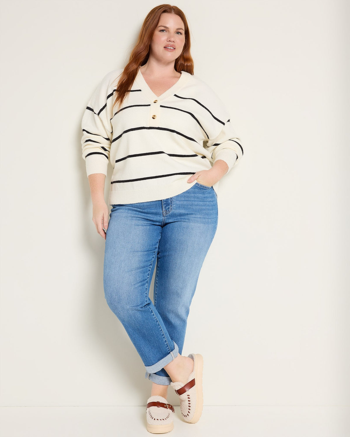 Ivory Black Stripe $|& Thread & Supply Brianna Pullover - UGC On Fig