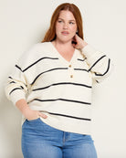 Ivory Black Stripe $|& Thread & Supply Brianna Pullover - SOF Front