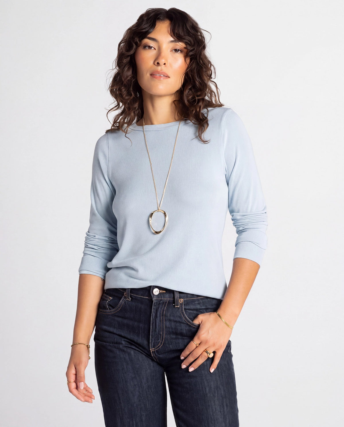 Ash Blue $|& Thread & Supply Stacy Top - VOF Detail