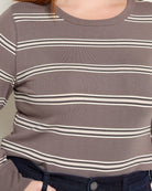 Taupe Multi Stripe $|& Thread & Supply Stacy Stripe Top - SOF Full Front