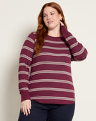 Maroon Multi Stripe $|& Thread & Supply Stacy Stripe Top - SOF Front