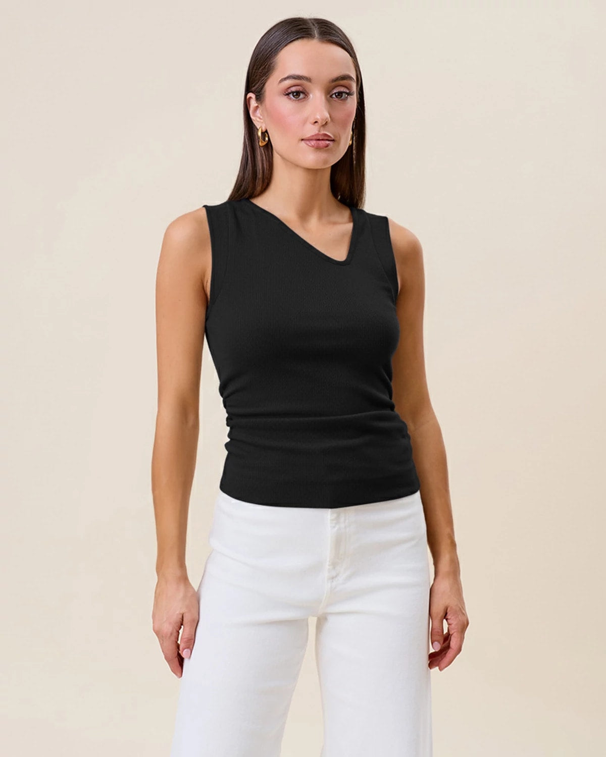 Black $|& ABLE Modern Asymmetrical Top - VOF Detail
