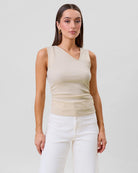 Ecru $|& ABLE Modern Asymmetrical Top - VOF Detail