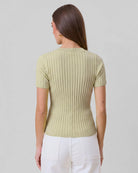 Lime $|& ABLE Essential Ribbed Cardigan Top - Hanger Side