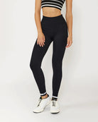 Black Stripes $|& Cream Yoga Elly Seamless Legging - VOF Detail