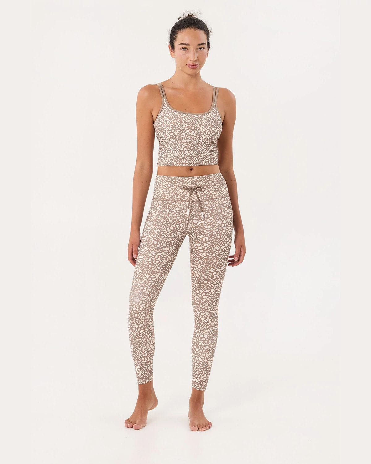Taupe Cheetah $|& Cream Yoga Aria 7/8 Length Legging - VOF Detail