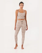 Taupe Cheetah $|& Cream Yoga Aria 7/8 Length Legging - VOF Detail