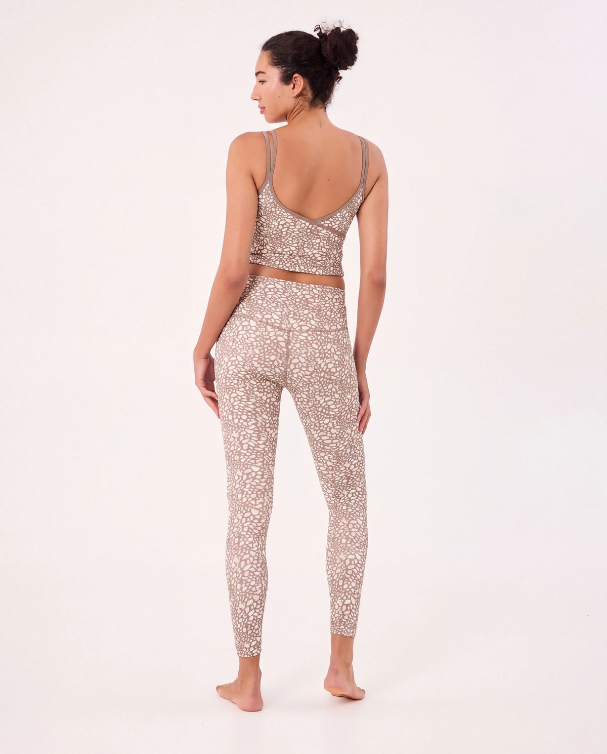 Taupe Cheetah $|& Cream Yoga Aria 7/8 Length Legging - Hanger Side