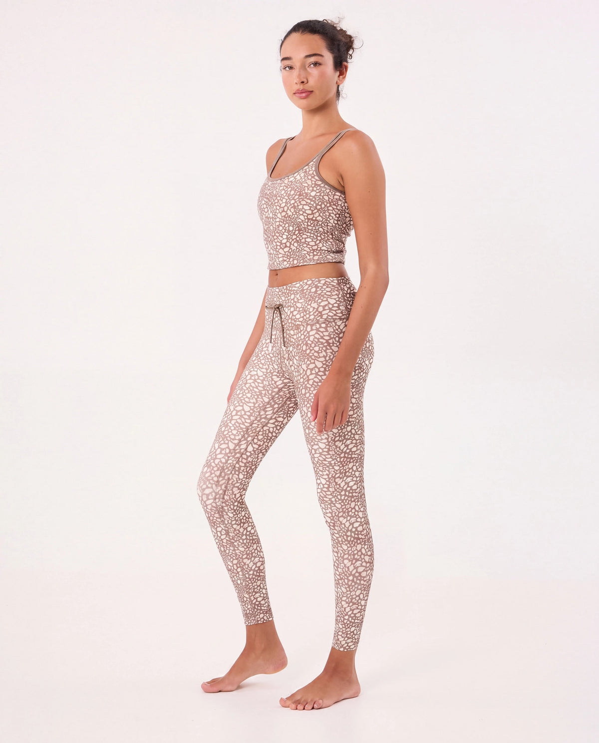 Taupe Cheetah $|& Cream Yoga Aria 7/8 Length Legging - Hanger Front