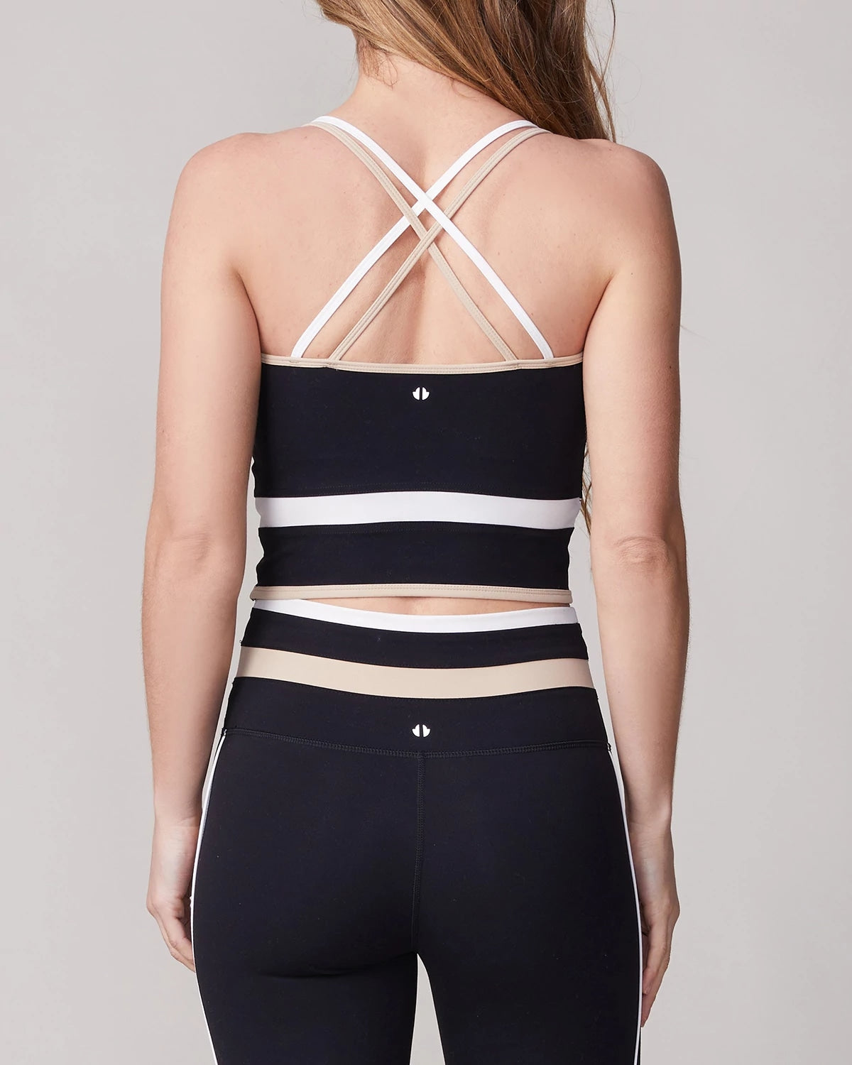 Black $|& Thrive Société Colorblocked X-Back Bra Tank - Hanger Side