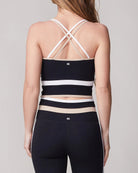 Black $|& Thrive Société Colorblocked X-Back Bra Tank - Hanger Side