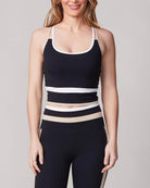Black $|& Thrive Société Colorblocked X-Back Bra Tank - VOF Detail