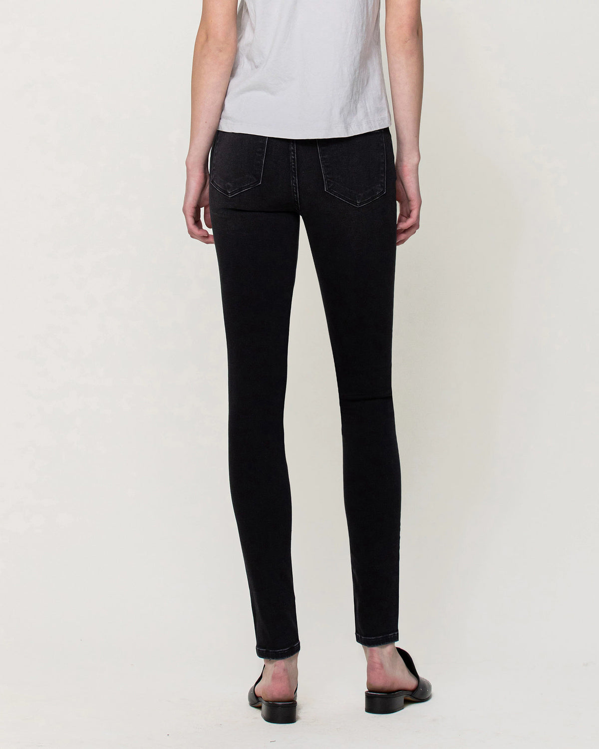 Black $|& Flying Monkey Jeans Super Soft Mid Rise Skinny Jeans - Hanger Side