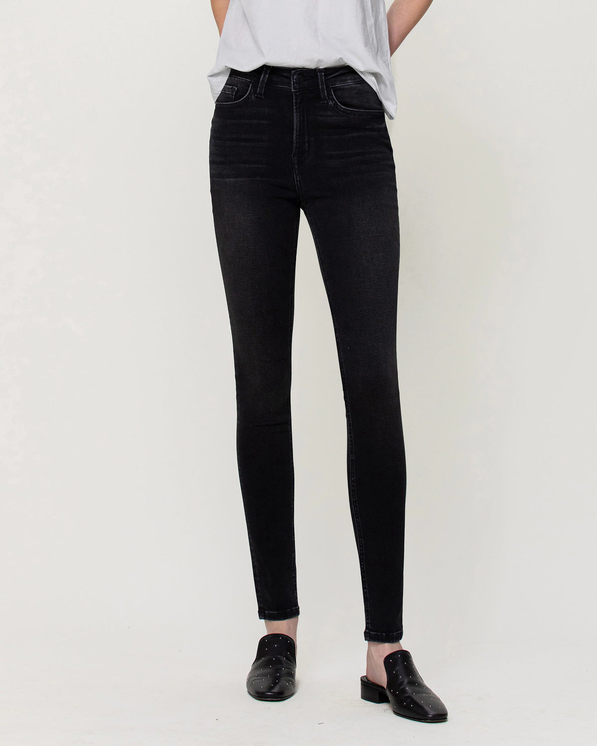 Black $|& Flying Monkey Jeans Super Soft Mid Rise Skinny Jeans - VOF Detail