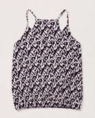 Navy Abstract $|& West Kei Sleeveless V-Neck Knit Printed Cami Top - Hanger Detail