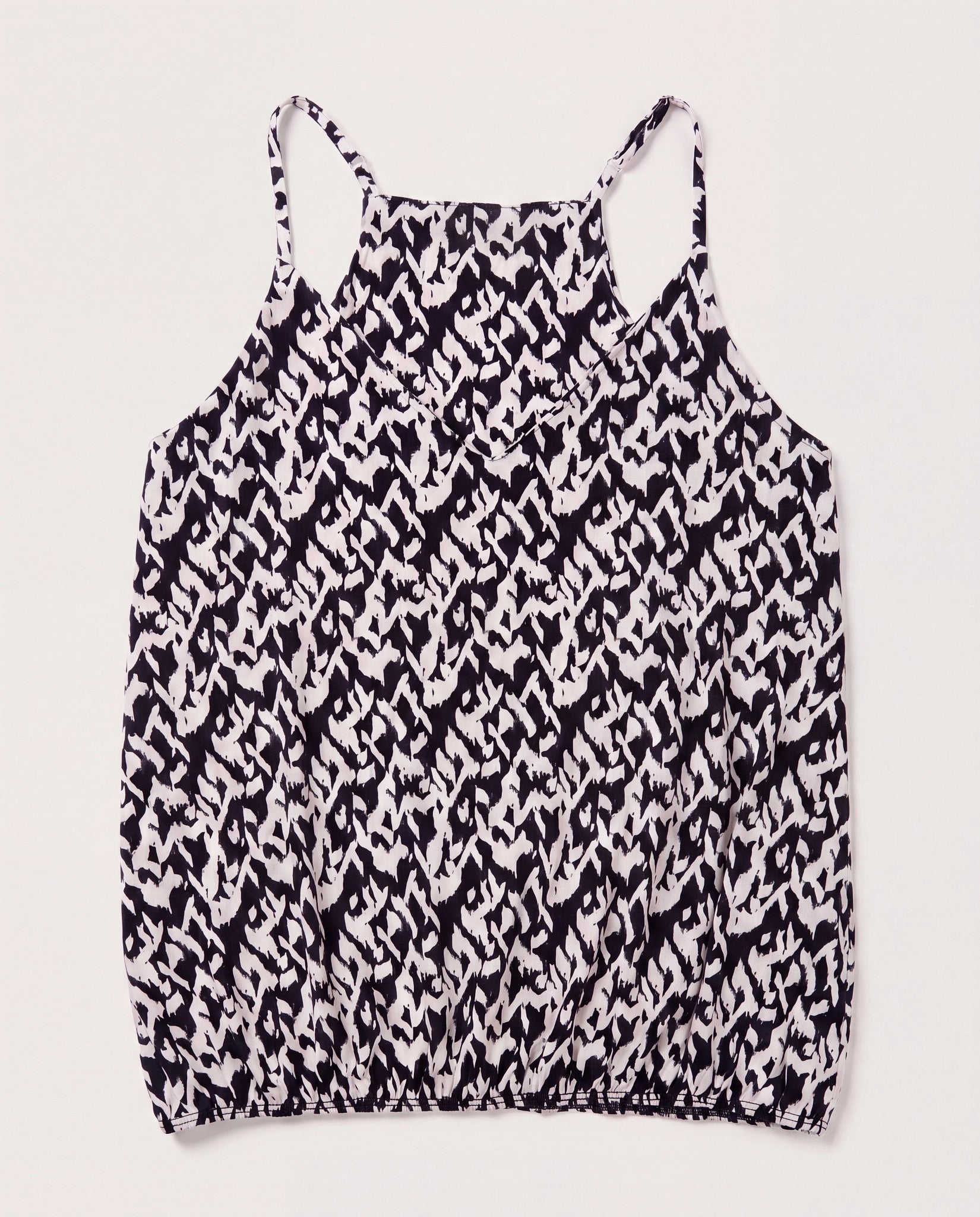 Navy Abstract $|& West Kei Sleeveless V-Neck Knit Printed Cami Top - Hanger Detail