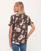 Olive Floral $|& West Kei Floral Woven Ruffle Sleeve Blouse - Hanger Side