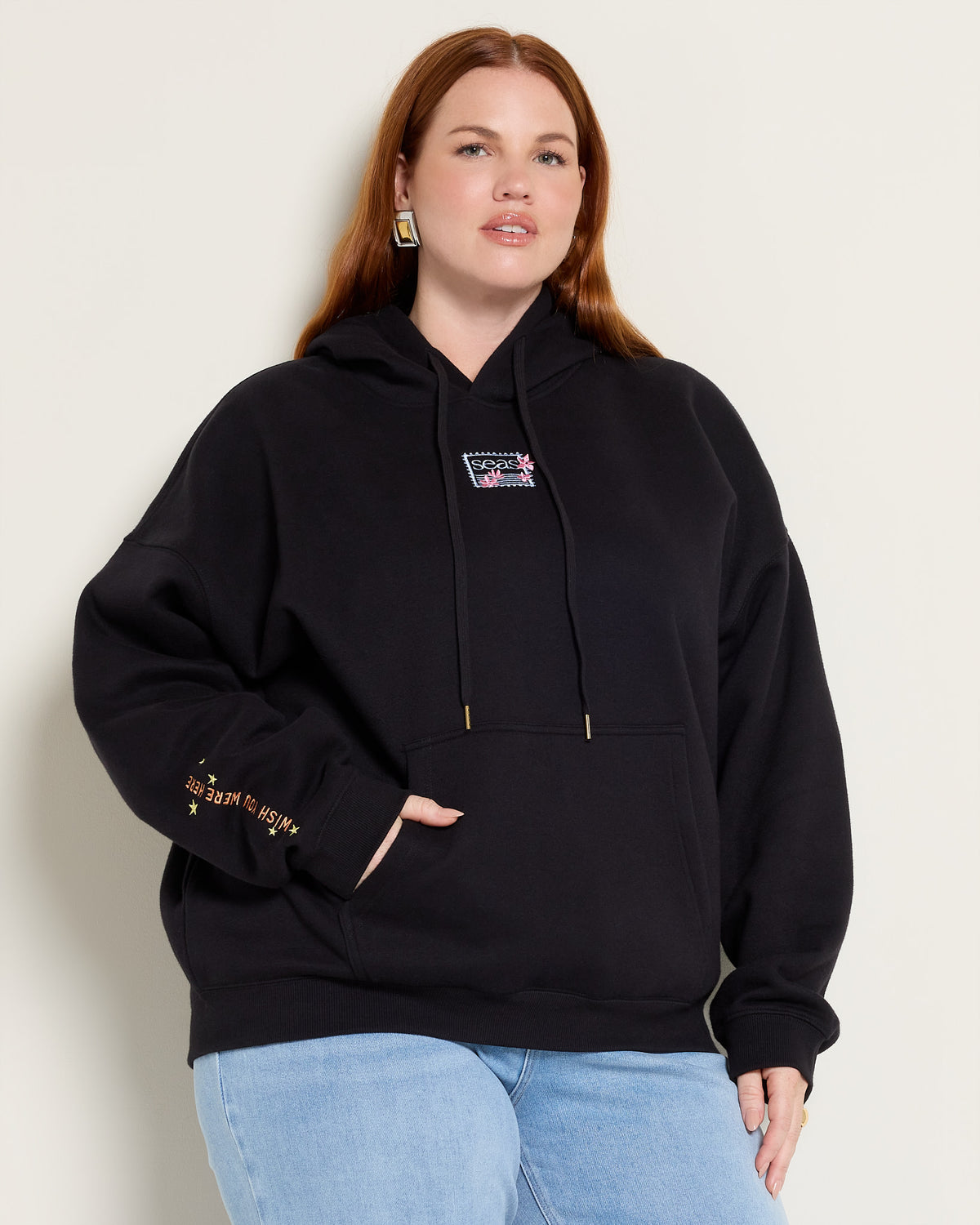Black $|& SEAS Ryder "Greetings From Paradise" Graphic Hoodie - SOF Front