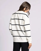 Ivory Black Stripe $|& Thread & Supply Martina Striped Oversized Crew - Hanger Side