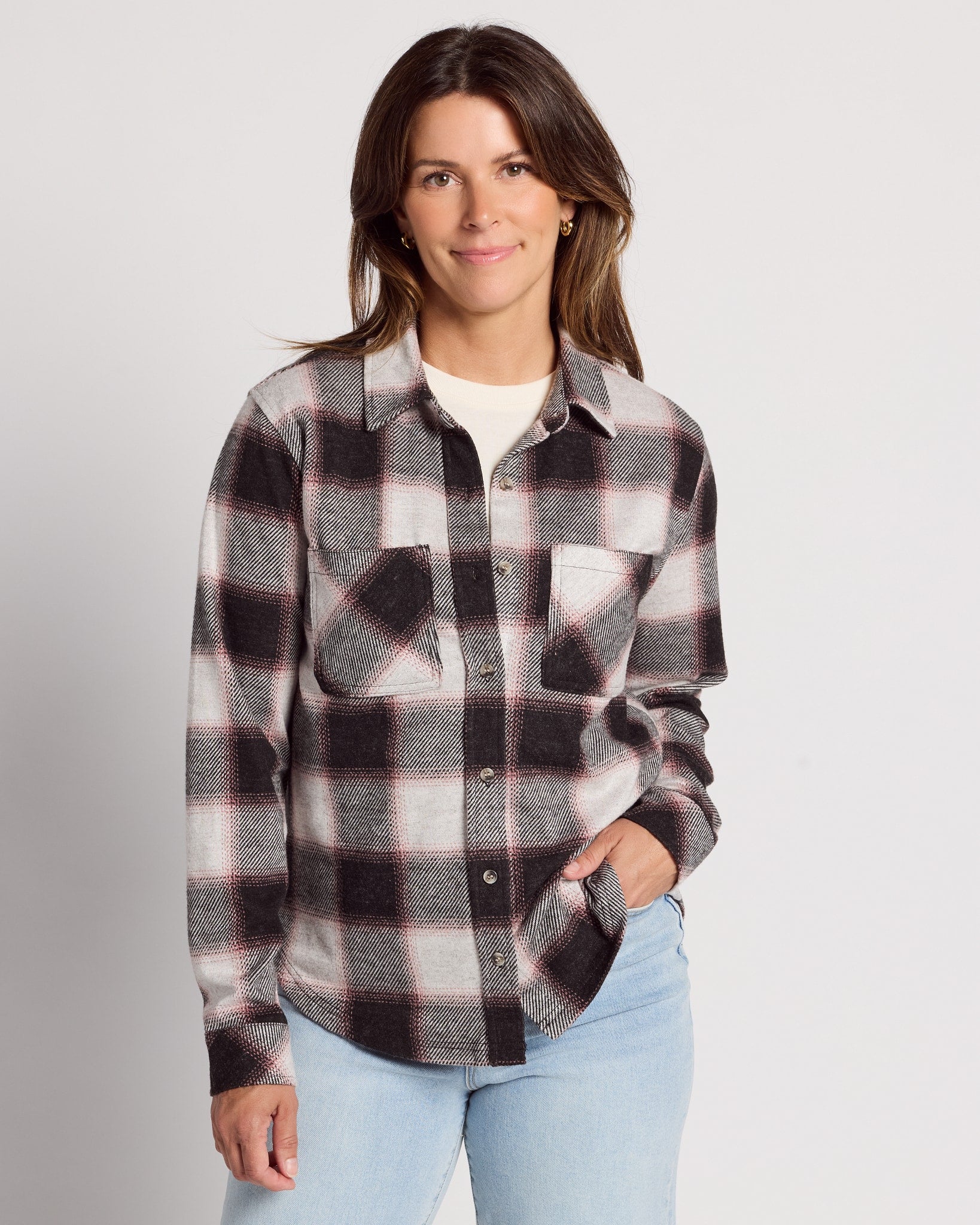 White Rose Plaid $|& Thread & Supply Saja Shirt - SOF Front