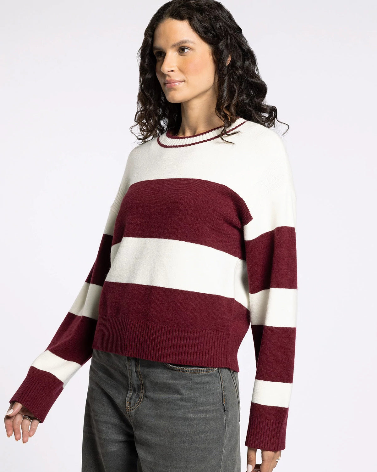 Burgundy Combo $|& Thread & Supply Tabitha Sweater - Hanger Front