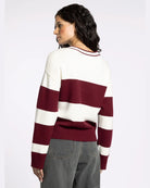 Burgundy Combo $|& Thread & Supply Tabitha Sweater - Hanger Side