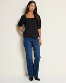 Black $|& West Kei Embroidered Button Down Blouse - UGC On Fig