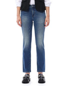 Vintage Medium Blue $|& Bayeas Mid Rise Slim Straight Jeans - VOF Detail