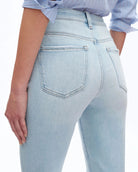 Light Blue $|& Bayeas High Rise Cuffed Straight Leg Jeans - Hanger Back