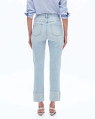 Light Blue $|& Bayeas High Rise Cuffed Straight Leg Jeans - Hanger Side