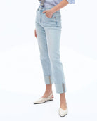 Light Blue $|& Bayeas High Rise Cuffed Straight Leg Jeans - Hanger Front